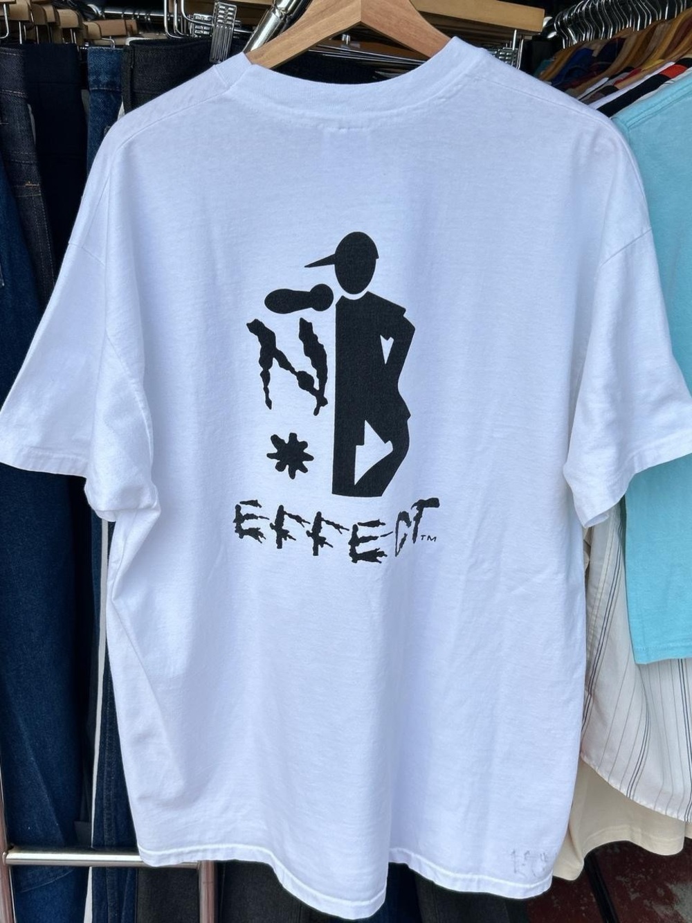 Vintage 90s N Effect Graphic T Shirt Hanes Beefy-T USA Made XL